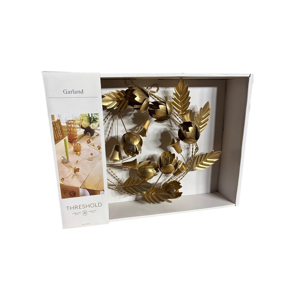 Threshold Garland Gold Metallic Floral Metal Spring Summer Garden 6" GIFT NEW